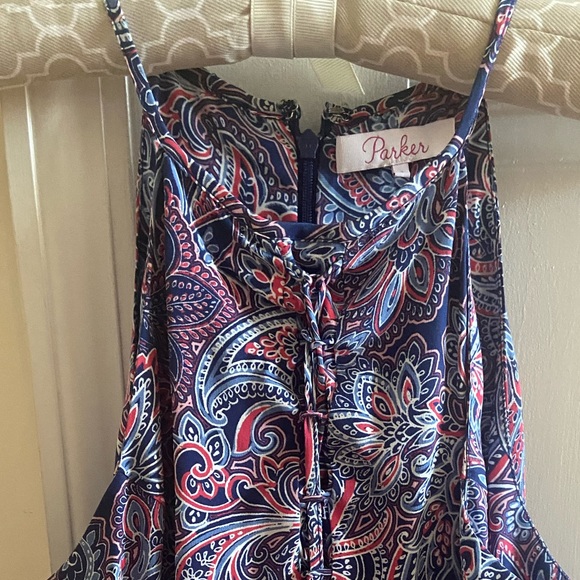 Maxi satin multi color dress in great condition, with string details - Picture 2 of 3